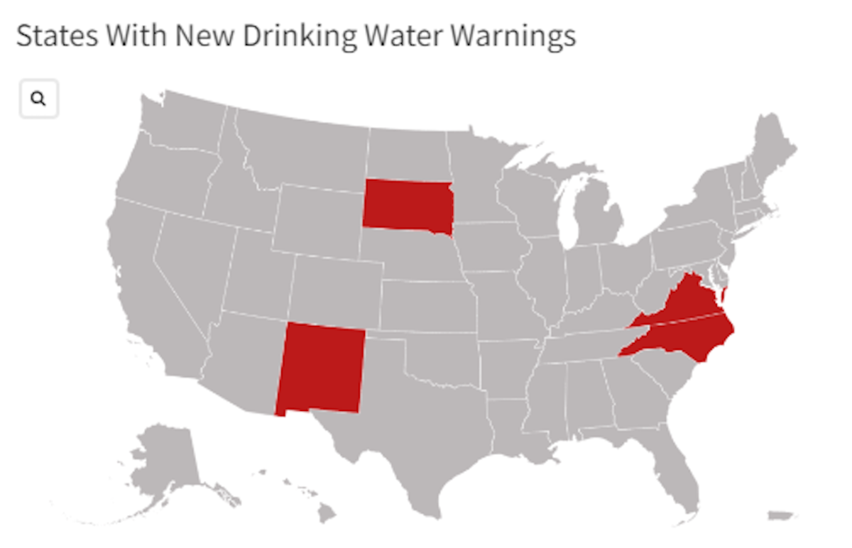 Map shows states with new drinking water warnings